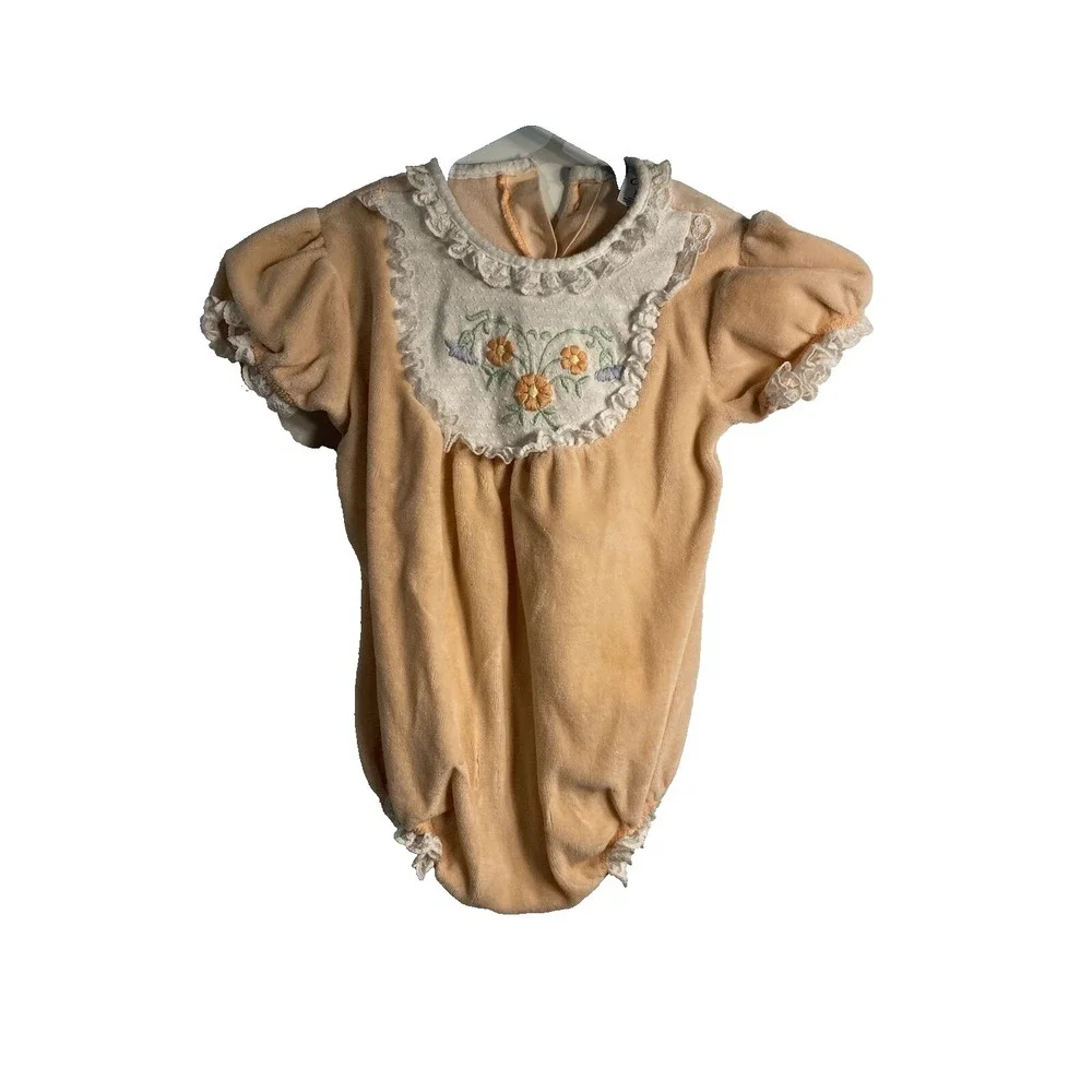 carters baby girls vintage bodysuit size 9 months short‎ sleeve peach